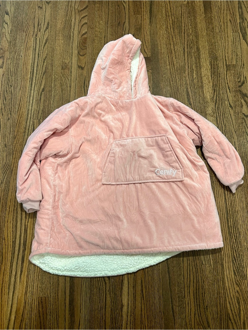 The Comfy Kids Pink Plush Sherpa Lined Oversized Wearable Blanket Hoodie
